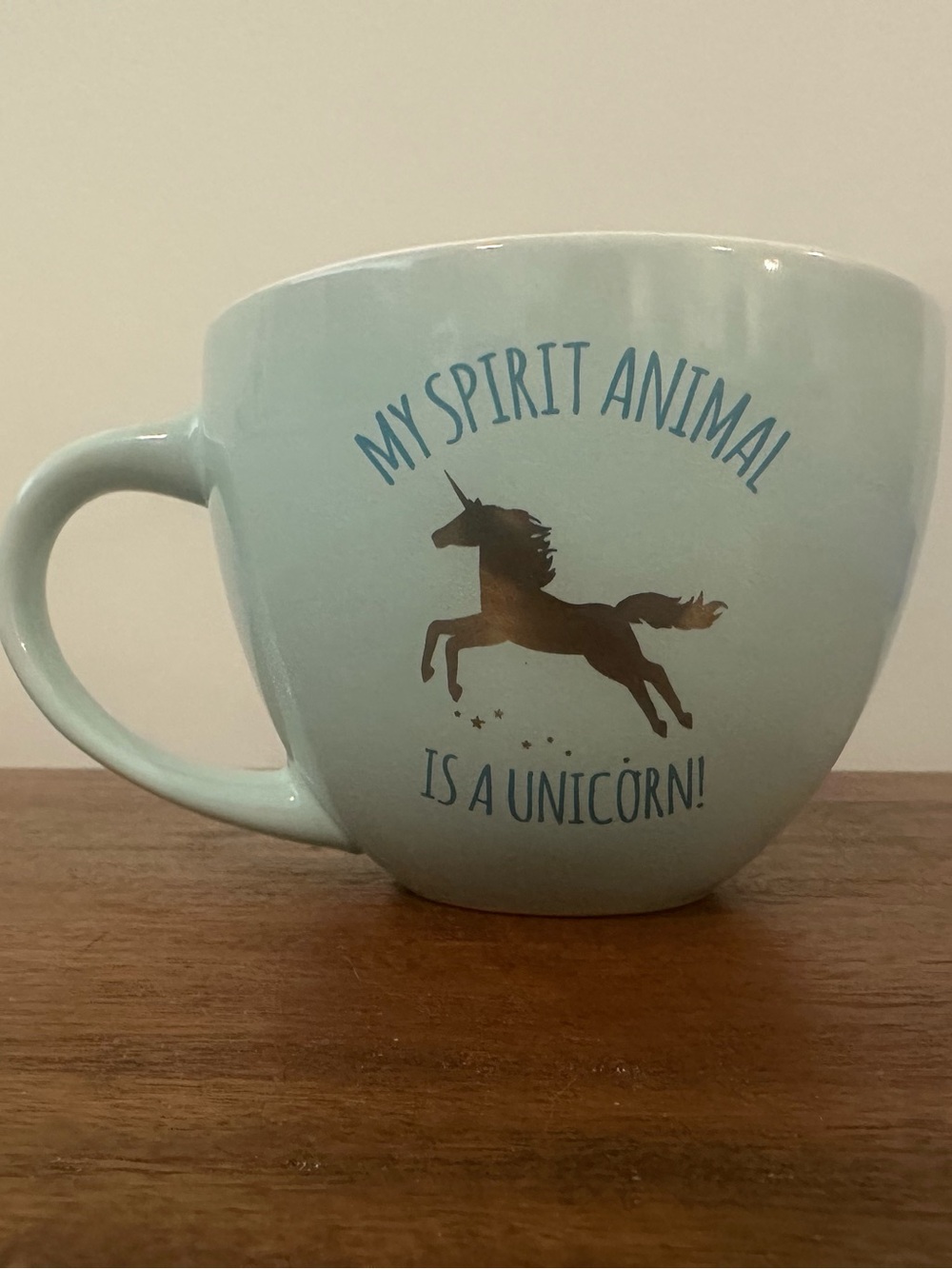 Mint Blue 'My Spirit Animal Is A Unicorn' Ceramic Mug